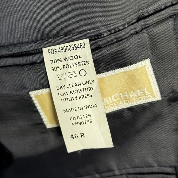 MICHAEL MICHAEL KORS Men's Sport Coat Blazer Two-Button Navy Wool Blend Size 46 - Picture 5 of 8